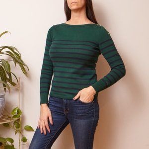Tommy Hilfiger Green & Navy Striped Sweater